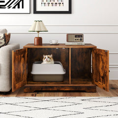 Cat Litter Box Enclosure Furniture Indoor Wooden Cat House End Side Table Nightstand