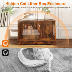 Cat Litter Box Enclosure Furniture Indoor Wooden Cat House End Side Table Nightstand