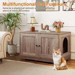 Cat Litter Box Enclosure Furniture Indoor Wooden Cat House End Side Table Nightstand