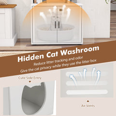 56 Inch Tall Cat Litter Box Enclosure with Storage