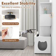 56 Inch Tall Cat Litter Box Enclosure with Storage