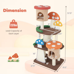 4-In-1 Cat Tree with 2 Condos and Platforms for Indoors-Multicolor