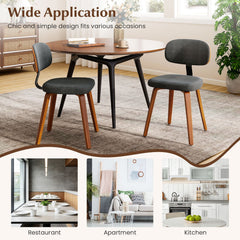 Chenille Fabric Upholstered Wooden Kitchen Chairs Set of 2