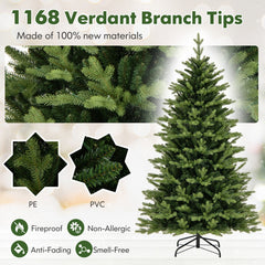 5 Feet Artificial Xmas Tree Hinged with 11 Lighting Modes and Remote Control