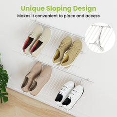 Closet Shelves Wall Mounted Set of 2 Metal Wire Shoe Racks