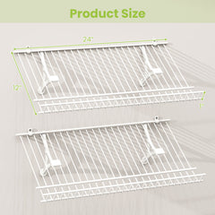 Closet Shelves Wall Mounted Set of 2 Metal Wire Shoe Racks