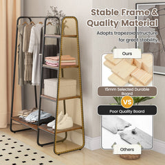 Clothes Rack Freestanding Storage Tower with Hanging Bar-Black