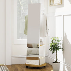 Coat Rack with Full Length Mirror Freestanding Coat Tree with 3 Hooks
