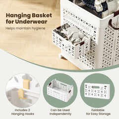 Collapsible Laundry Basket 20 Gallon Plastic Storage Bin-White
