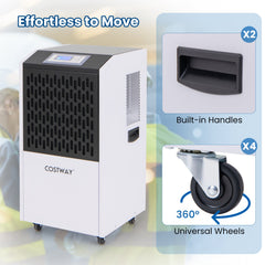 250 Pints Commercial Dehumidifier with Drain Hose Large Spaces up to 8500 Sq.Ft-White