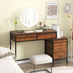 Computer Desk with 5 Drawers Home Office Desk with Side File Cabinet