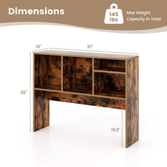 Computer Desktop Bookcase with 4 Cubbies and Open Back Compartment-Coffee