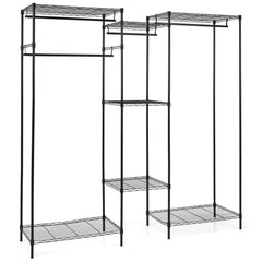 Convertible Clothes Organizer with L-shape and Horizontal Installation-Black