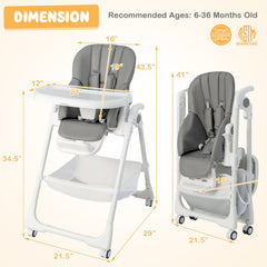Convertible Infant Dining Chair with 5 Backrest and 3 Footrest Positions