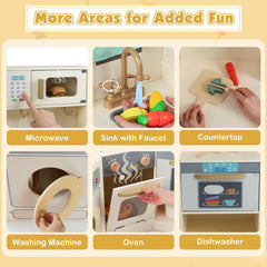 Corner Kitchen Toys with Lights and Sounds with Pull-out Trash Can and Stoves