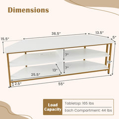 3-Tier Corner TV Stand for TVs up to 65 Inches with Charging Station
