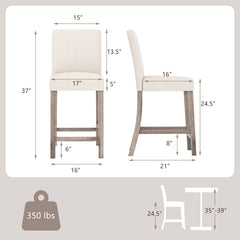 Counter Height Bar Stools Set of 2 with Back and Footrest