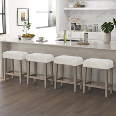Modern Counter Height Bar Stools Set of 2 with Rubber Wood Legs