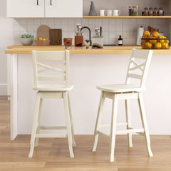 Swivel 24-Inch Counter Height Stool Set of 2 with Inclined Backrest