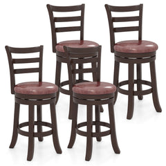 Counter Height Swivel Barstools Set of 2 with Faux Leather Seat and Wrap-around Footrest