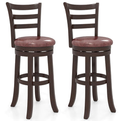 Counter Height Swivel Barstools Set of 2 with Faux Leather Seat and Wrap-around Footrest
