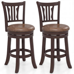Counter Height Swivel Bar Stools Set of 2 with Back and Solid Rubber Frame