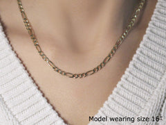 3.8mm 14k Yellow Gold Solid Figaro Chain
