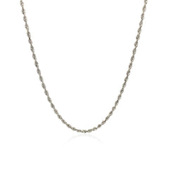 10k White Gold Solid Diamond Cut Rope Chain 1.5mm