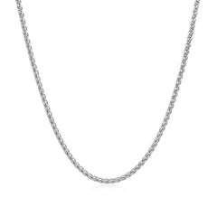 14k White Gold Round Wheat Chain 1.5mm