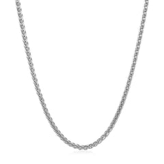 2.1mm 14k White Gold Round Wheat Chain