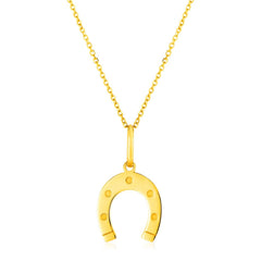 14K Yellow Gold Necklace with Horseshoe