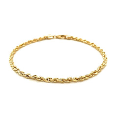3.0mm 14k Yellow Gold Solid Diamond Cut Rope Bracelet