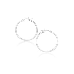 14k White Gold Polished Hoop Earrings (20 mm)