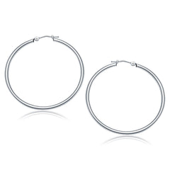 10k White Gold Polished Hoop Earrings (40 mm)