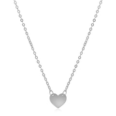 14k White Gold Polished Mini Heart Necklace