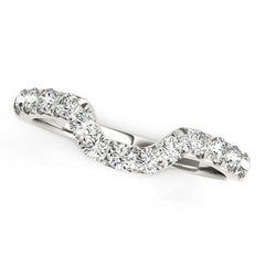 14k White Gold Curved Design Pave Diamond Wedding Ring (1/6 cttw)