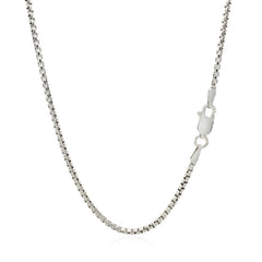 Sterling Silver Rhodium Plated Round Box Chain 1.8mm