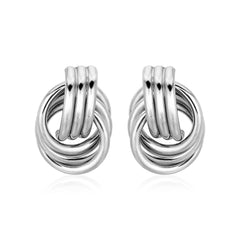 Polished Love Knot Earrings with Interlocking Rings in Sterling Silver