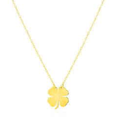 14K Yellow Gold Four Leaf Clover Necklace