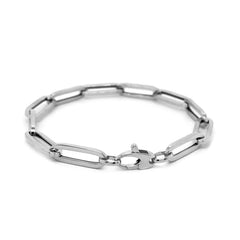 14K White Gold Extra Wide Paperclip Chain Bracelet