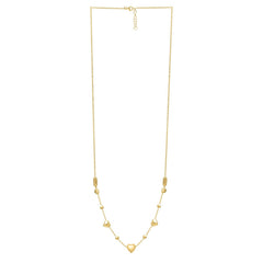 14k Yellow Gold Puff Heart Adjustable Necklace