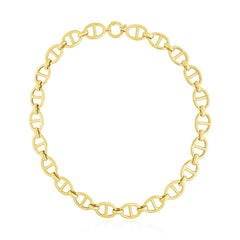 14k Yellow Gold High Polish Oval Mariner Link Necklace (13.8mm)