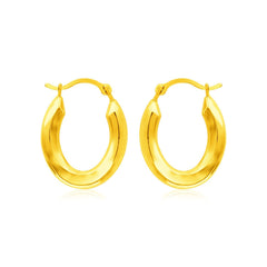 14k Yellow Gold Polished Oval Hoop Earrings