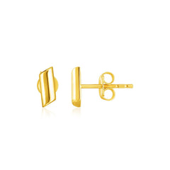 14k Yellow Gold Polished Rectangular Post Earrings