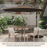 10 Feet Patio Offset Umbrella with 112 Solar-Powered LED Lights-Beige-Coffee