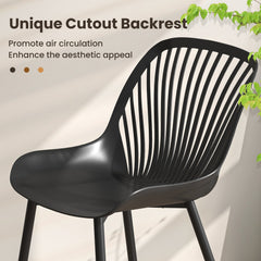 Modern Kitchen Chairs with Metal Legs Cutout Backrest Curved Seat for Dining Room Home Office-Black