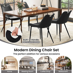 Dining Chair Set of 4 Faux Leather Upholstered Kitchen Chairs with Metal Legs