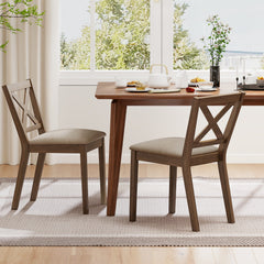 Dining Chair Set of 2 Modern Kitchen Chair with Upholstered Seat-Brown