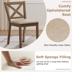 Dining Chair Set of 2 Modern Kitchen Chair with Upholstered Seat-Brown