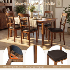 Dining Chair Set of 2 Fabric Upholstered Kitchen Armless Chairs with Rubber Wood Frame-Walnut
